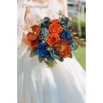 Künstliche Blumen Combo Königsblaue Blumen Mix Seidenblumen Orchideen Rosen mit Stielen für DIY Hochzeit Brautsträuße Babyparty Blumenarrangement Tischaufsätze Heimdekoration