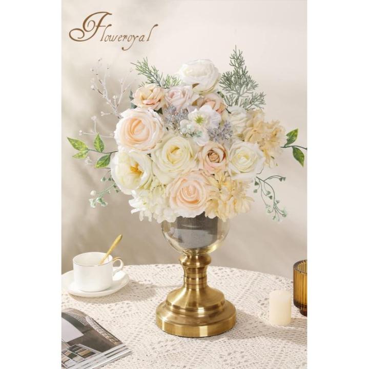 Künstliche Blumen Combo weiße Blumen Mix Seide Blumen Dahlie Rosen mit Stielen für DIY Hochzeit Brautsträuße, Babyparty, Blumenarrangement, Tischaufsätze, Heimdekorationen.
