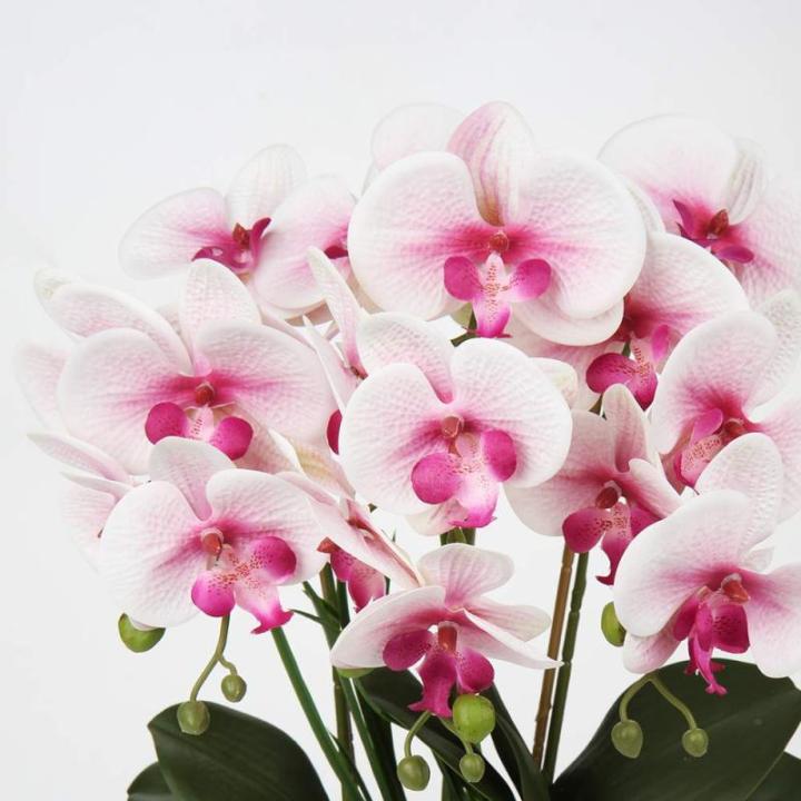 Kunstplant orchideeën kunstbloemen kunstbloemen als echt met echte bloemen in keramische pot tafeldecoratie vensterbank decoratie, hoogte 44 cm, roze