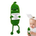 Positive Kartoffel Häkeln, Gehäkelte Positive Gurke,Gehäkelte positive Gurken Spielzeug Emotion Puppen | Kreatives gestricktes Gurkenspielzeug mit positiver Karte für Freunde P