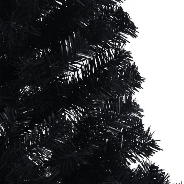 Halve kunstkerstboom met standaard, 210 cm hoog, kerstdecoratie, hoge kunstboom, pvc en staal, zwart