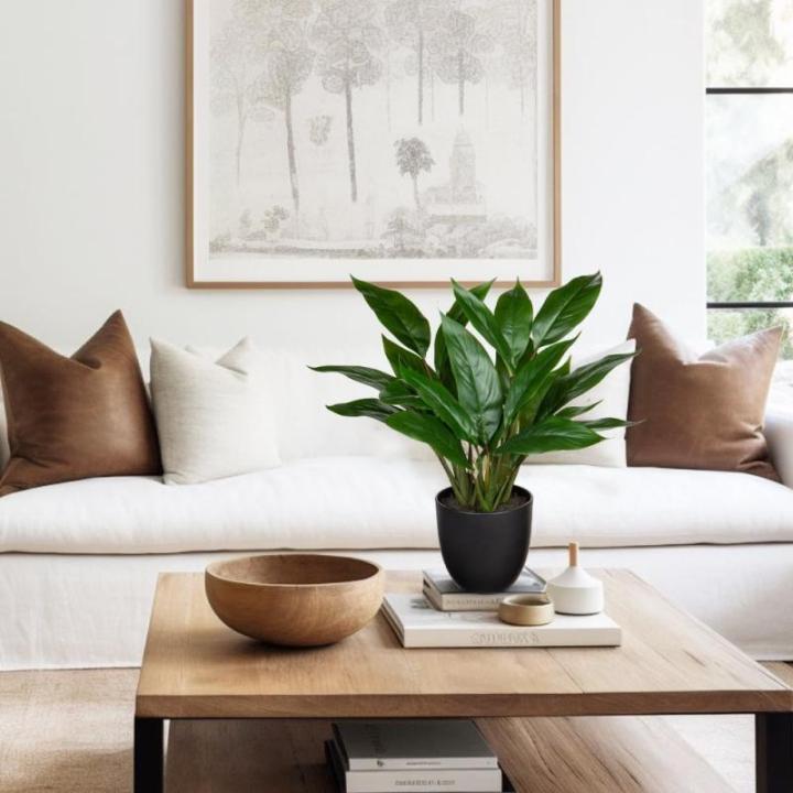 Kunstplant als echte kunstplant, decoratieve plant Calathea, struikachtig met 22 bladeren in kunststof pot, kamerplant, hoogte 43 cm, groen