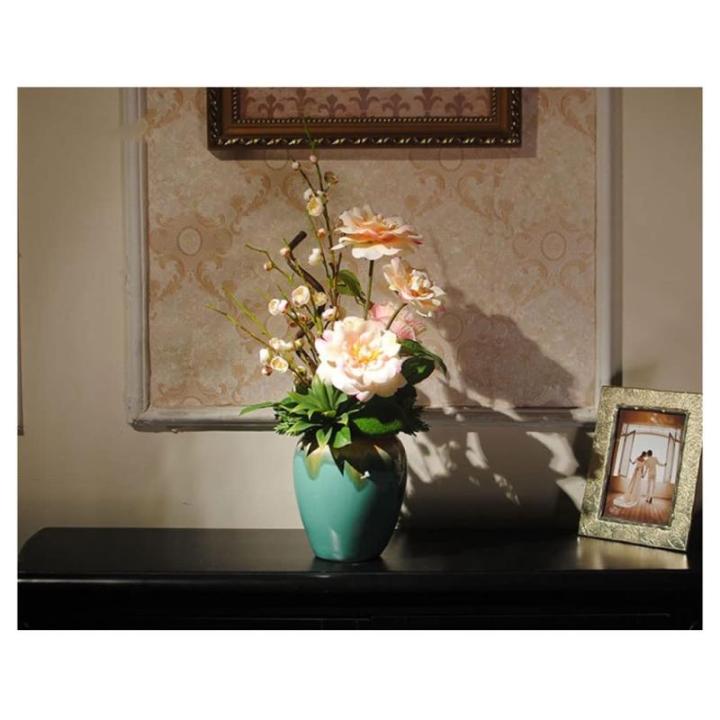Kunstblumen Künstliche Blumen, Pflaumenblüte, Kamelie mit Topf, Simulationsblumen, Tischdekoration, Zubehör, Kunstblumen in Vase für jeden Anlass