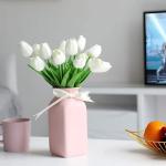 30 stuks kunstmatige tulpen bloemen nep tulpen boeket real touch bloemen voor decoratie (wit)