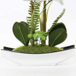 Phalaenopsis Kunstmatige Orchidee in pot, zilverkleurig, 38,1 cm, kunstbloem voor tafelopzetstuk, woonkamer, woondecoratie