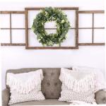 Künstlicher Eukalyptuskranz für Haustür, Herbstkranz Grüne Blattkranzgirlande für Fenster Hochzeit Home Veranda Dekor - 33 cm