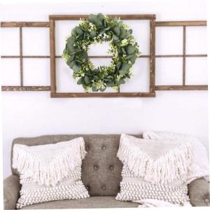 Künstlicher Eukalyptuskranz für Haustür, Herbstkranz Grüne Blattkranzgirlande für Fenster Hochzeit Home Veranda Dekor - 33 cm