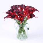 20 stuks kunstmatige Calla lelie, bruid, latex, ware aanraking, familie, decoratie, feest, bruiloft, hotel, decoratie, boeket (baksteenrood)