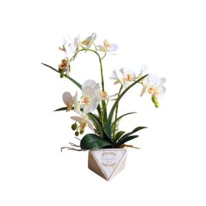 Kunstblumen Künstliche Blumen, 3 Zweige Orchideen im Topf, lebensechte künstliche Schmetterlingsblumen mit Keramikvase, Heimbüro-Dekoration für jeden Anlass