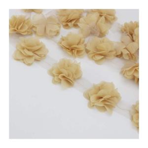 Rosa Blütenblatt Chiffon Spitze Stoff gewebtes Material Dekoration Liebe Geschenk Bänder Crafts 50mm Breite (60 Stücke/Los) (Color : Champagne)