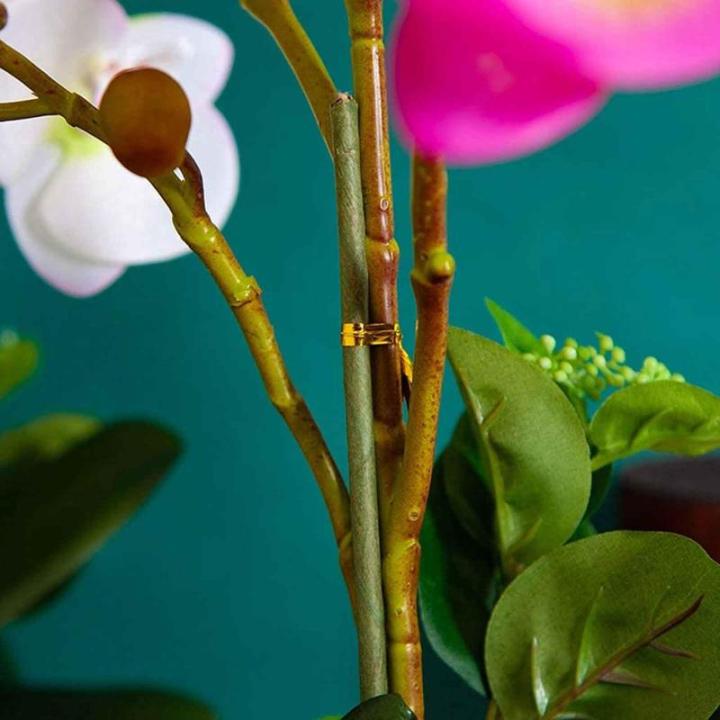 Kunstblumen Künstliches Blumenset, Seidenorchideenblumen, künstliche Bonsai-Kunstblumen-Phalaenopsis-Dekoranordnung in Goldener Vase für jeden Anlass