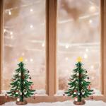 Kerst-tafeltop -decors, mini tafel kerstboom hout kerstboom ornamenten tafelbureau decoratie medium