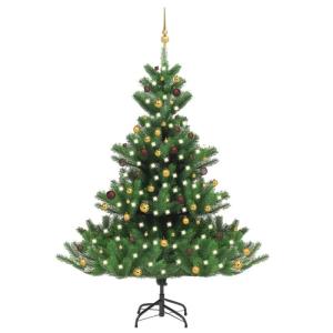 Nordmann 3077561 Kunstkerstboom en ballen, groen, 210 cm, dennenboom, kerstboom-decoratie, kerstbomen, kerstboom