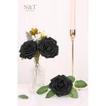 Kunstbloemen, rozen, 25 stuks, kunstrozen met stelen voor Valentijnsdag, Moederdag, bruiloftsfeest, babyshower, bruidsfeest, woondecoratie, zwart
