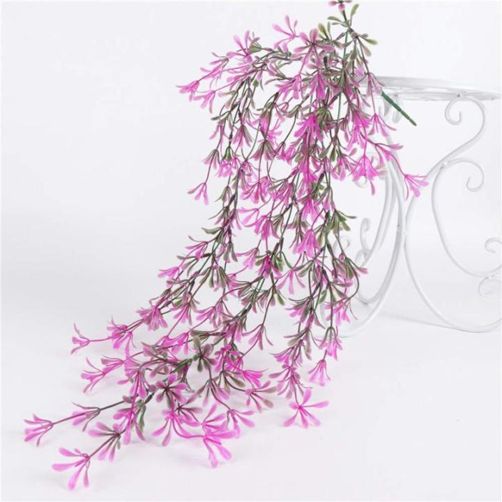 2Pcs Rose Red Fake Plants Plastic Plants Artificial Ivy Vine Outdoor Artificial Plant Artificial Hanging Plants for Indoor Outdoor Wedding Party Home Garden Wall Decoration