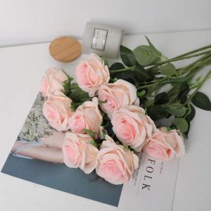 Kunstmatige Zijde Roos Bloem Enkele Stam Levensechte Nep Roos voor Bruiloft Boeket Bloemenarrangementen Huis Feest Bloemstuk Decoratie, 10 stuks (Lichtroze)