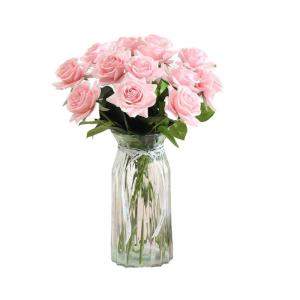 Kunstblumen Künstliche Blumen mit Glasvase Kunstseidenrose Gefälschte Pflanzen in Töpfen, Simulationsblumen-Tischdekorationszubehör für jeden Anlass