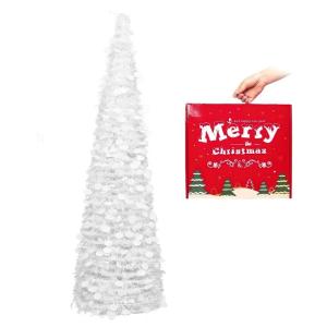 Kunstkerstboom met standaard, 1,5 m, opvouwbare pop-up kerstboom met pailletten voor Kerstmis, feestbenodigdheden, huisdecoratie, wit