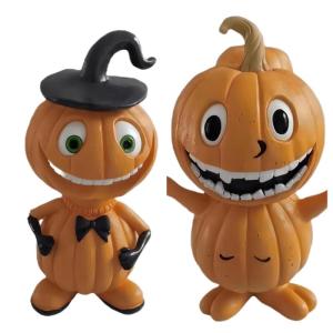 Halloween Kürbis Mann Cartoongestalten Große 16cm Modellspielzeug Statue für Schreibtisch und Dekoration im Garten (Kürbis Mann A+B)