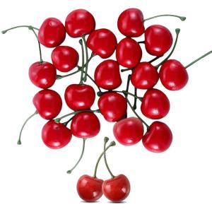 20 stuks kunstmatige kersen, valse fruitdecoratie, simulatie, kersenmodel, levensechte fruit, kersen, versiering, thuis, keuken, party, decoratie, bureau, versiering, rood