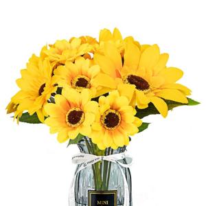Kunstzonnebloemen, 20 stuks, zijden , gele bloemen, herfstbloemen voor bloemstuk, bruiloftsboeket, tafeldecoratie, thuis, tuin, feest, herfstdecoratie