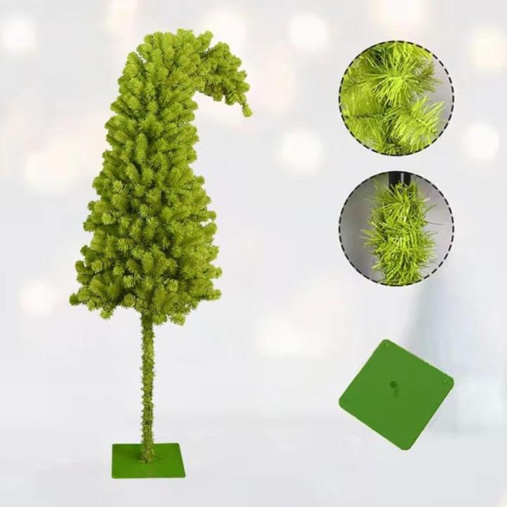 Künstlicher Weihnachtsbaum, biegbarer, skurriler Weihnachtsbaum mit Ständer, schiefer Hals, Weihnachtsbaum für Outdoor, Urlaub, Zuhause, Büro, Party, einfache Montage