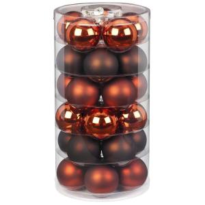Inge glazen | Mooie glazen | 30 ballen in doos | kerstboomversiering kerstboomversiering kerstboomballen (Shiny Chestnut | bruin oranje)