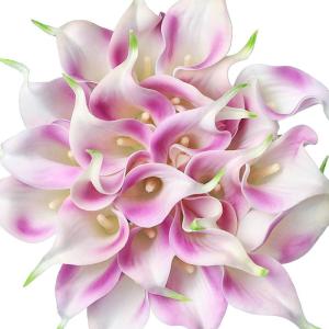 20 stuks kunstmatige Calla lelie, bruid, latex, ware aanraking, familie, decoratie, feest, bruiloft, hotel, decoratie, boeket (paars)