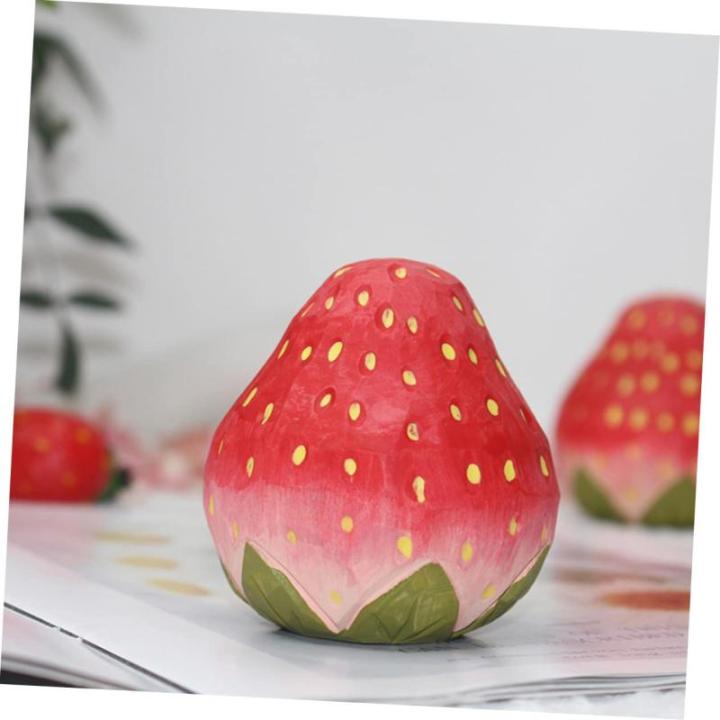 5St Erdbeergarnitur bürodeko büro Dekoration Erdbeer-Dekoration Office Decoration Szenenschmuck gefälschte Erdbeere Ornamente lebensechtes Fruchtmodell Simulation Erdbeere höl