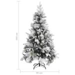 Weihnachtsbaum mit Schnee Künstlicher Weihnachtsbaum mit Tannenzapfen Hoher Weihnachtsbaum mit Ständer Grüne Schneespitze 195 x 95 cm
