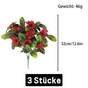 Blumenstrauss Künstlich Rot UV Beständige Blumen Künstliche Kunstblume für Zuhause Hochzeit Garten Balkon Tischdekoration 30 Bündel Rot 1513