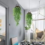 - Ophangmand van kunstmatige klimop, wandtapijt van , binnen- en buitendecoratie, bruiloft en tuinfeest, bamboebladeren, hout, bamboebladeren