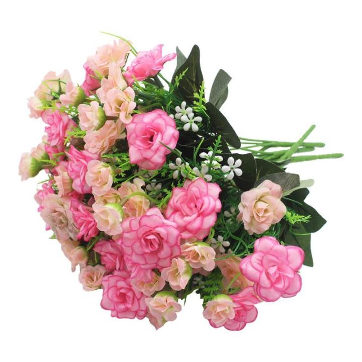 4 stuks kunstrozenbloemen, nepboeket, kunstzijde, bloemplanten, bloemstuk voor doe-het-zelf, binnen, buiten, keukentafel, tuinkantoor, bruiloftsfeestdecor - roze en lichtroze