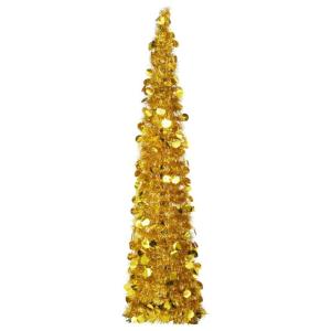 Künstlicher Pop-Up-Weihnachtsbaum Künstlicher Weihnachtsbaum Christbaum Tannenbaum Kunstbaum Weihnachten für Weihnachtsdeko Golden 150 cm PET