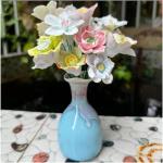 Wandblume aus Keramik, Blumenskulptur aus Keramik, Blumen aus Keramik, Heimdekor, Blumenarrangements aus Keramik, Kunstblumen, dekorative Arrangements (grün)