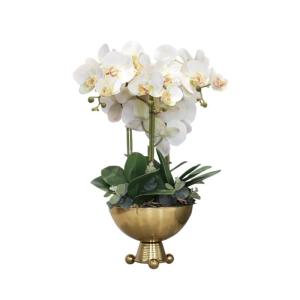 Kunstblumen Künstliche weiße Orchideenblume im Topf, Phalaenopsis-Seidenorchideen im Topf für den Tisch für den Büro-Hausgarten-Hochzeitstisch für jeden Anlass
