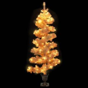 Spiral-Weihnachtsbaum mit Beleuchtung und Topf Weiß 120 cm Christbaum Dekobaum Kunstbaum mit Ständer Tannenbaum Weihnachten Künstlicher Weihnachtsbaum für Weihnachtsdeko