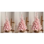 Home Table Tip Künstlicher rosafarbener Weihnachtsbaum aus Kiefernholz, Mini-Weihnachtsbaum mit Beflockung, realistische Weihnachtsdekoration für Heimbüro-Dekorationen, Tischdek
