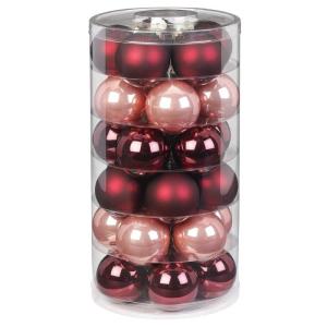 Inge Glazen | Mooie van glas | 30 ballen in doos | kerstboomversiering kerstboomversiering (vintage roos | bordeaux zachtroze)