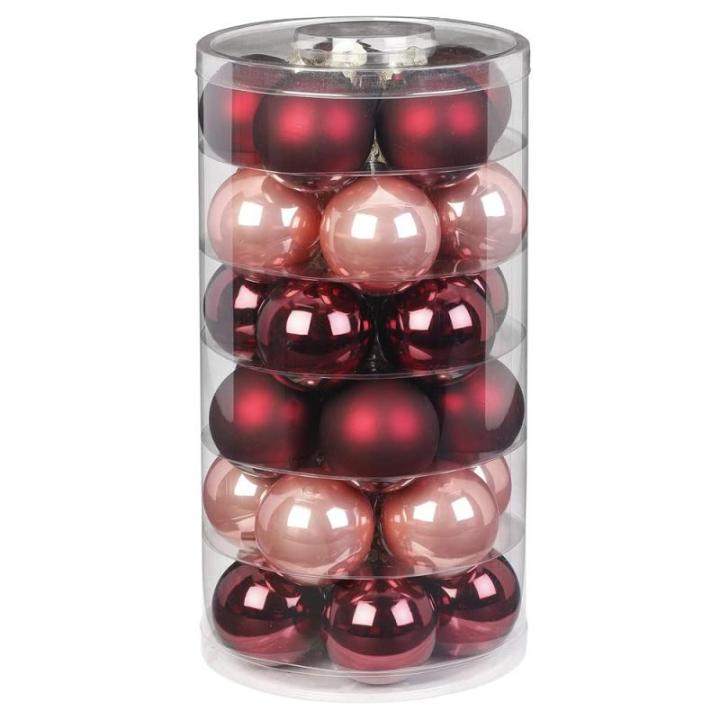 Inge Glazen | Mooie van glas | 30 ballen in doos | kerstboomversiering kerstboomversiering (vintage roos | bordeaux zachtroze)
