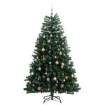 Kunstkerstboom, dennenboom, kerstboom met metalen standaard, kerstdecoratie kunstboom, 300 leds en ballen, 210 cm
