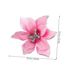 15st Weihnachtsblume Weihnachtsstern Blumen Weihnachtsbaumspitze Gefälschter Weihnachtsstern Weihnachtsbaum Glänzende Blumen Mini-Kranz Outdoor-dekor Blumendekoration Rosa Plasti