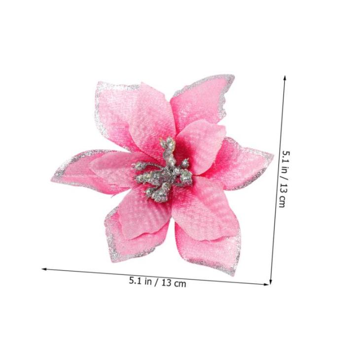 15st Weihnachtsblume Weihnachtsstern Blumen Weihnachtsbaumspitze Gefälschter Weihnachtsstern Weihnachtsbaum Glänzende Blumen Mini-Kranz Outdoor-dekor Blumendekoration Rosa Plasti