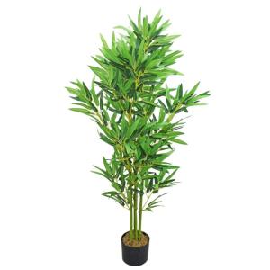 Bamboestruik, kunstplant, kunstboom, bamboeboom, kunstplant, bamboeboom, kunstplant, bamboe-kunstplant, echte houten stam, interieurdecoratie, decoratie, 120 cm