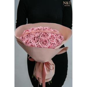Kunstglitterbloemen, 25 stuks kunstrozen, doe-het-zelf bloemen met steel, voor bruiloft, boeketten, middenstukken, arrangement, feest, babyshower en woondecoratie (roze)