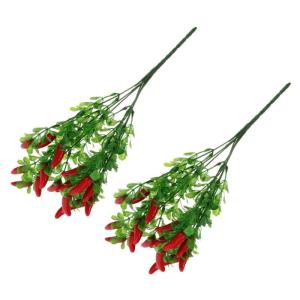 2St Simulierter Pfefferstrauß künstlicher Pfefferzweig Künstliche Früchte gefälschtes Gemüse künstliche blüten Artificial offic Blumenstrauß Stiele Partydekorationen Plast