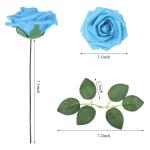 Kunstbloemen, rozen, 25 stuks, kunstrozen met steel, voor doe-het-zelf bruiloft, boeketten, feesttafels, woondecoraties, bruid, woondecoratie, gemengd blauw