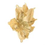 Glitzernde Weihnachtsstern-Blumen, Weihnachtsbaumschmuck, hängende Dekoration für Weihnachtsbaum, Hochzeit, Party, Kranz-Dekoration (Gold)