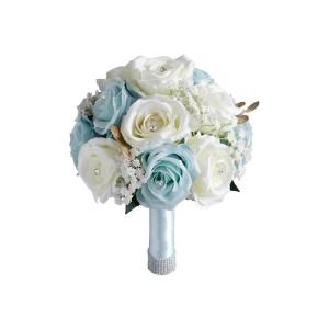 Kunstblumen Hochzeit Simulation Blumenstrauß Künstliche Weiße Blaue Rose Blumen Requisiten Hochzeit Bouquet Künstliche Halten Blumen für jeden Anlass
