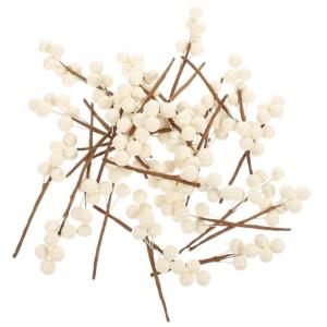 30 stuks Kunstbessen Kunstbessensteel Mini Nepbessen Bessen Takken Kerstboom Kunstbessen Boomtakken Voor Decoratie Bessen Bloemsteel Papier Wit